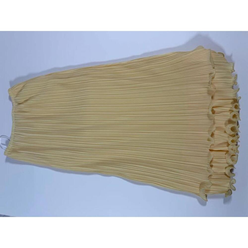 Commense Pleated Light Yellow Midi Skirt  - Size M